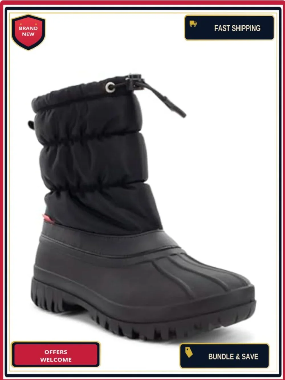 Waterproof Insulated Mid-Calf Winter Snow Boots with Faux Fur Trim Memory Foam